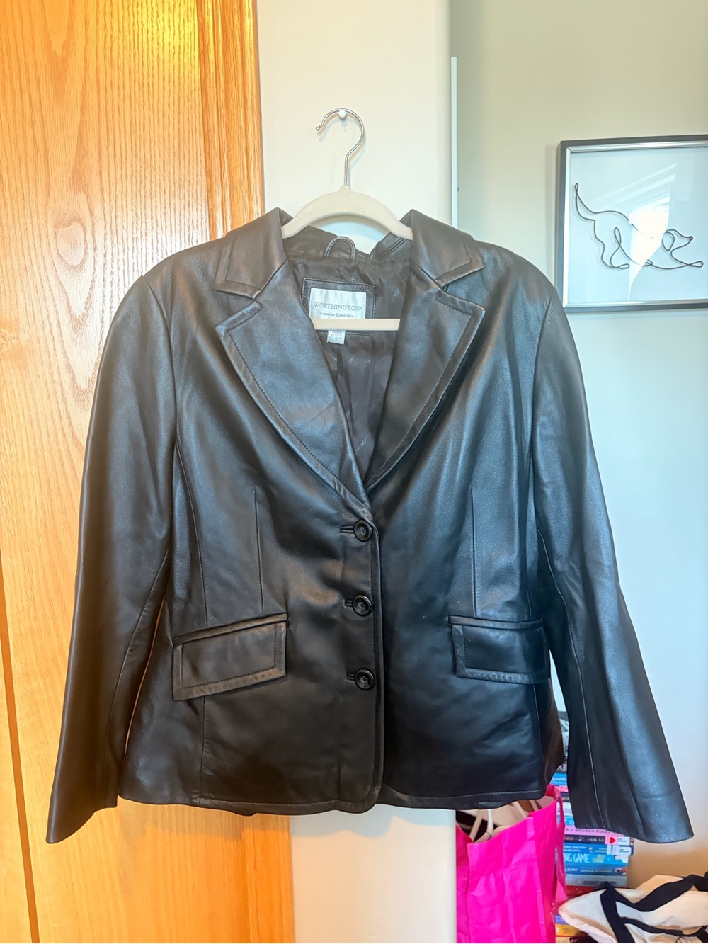 Worthington Black Leather Blazer Jacket